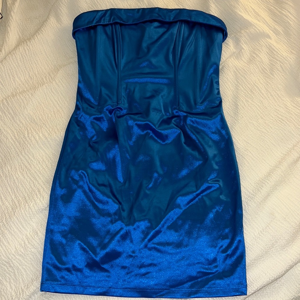 corset blue mini dress